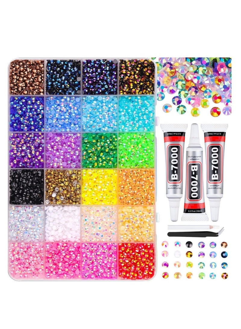 DAILYCHIC 24000Pcs Rhinestones Bedazzling Kit for Crafts with B7000 Jewelry Glue, Rhinestones with Gems Adhesive for Shoes Cloth Fabric for Crafting Diamond Nail Art Graduation Cap Decorations - Image 1